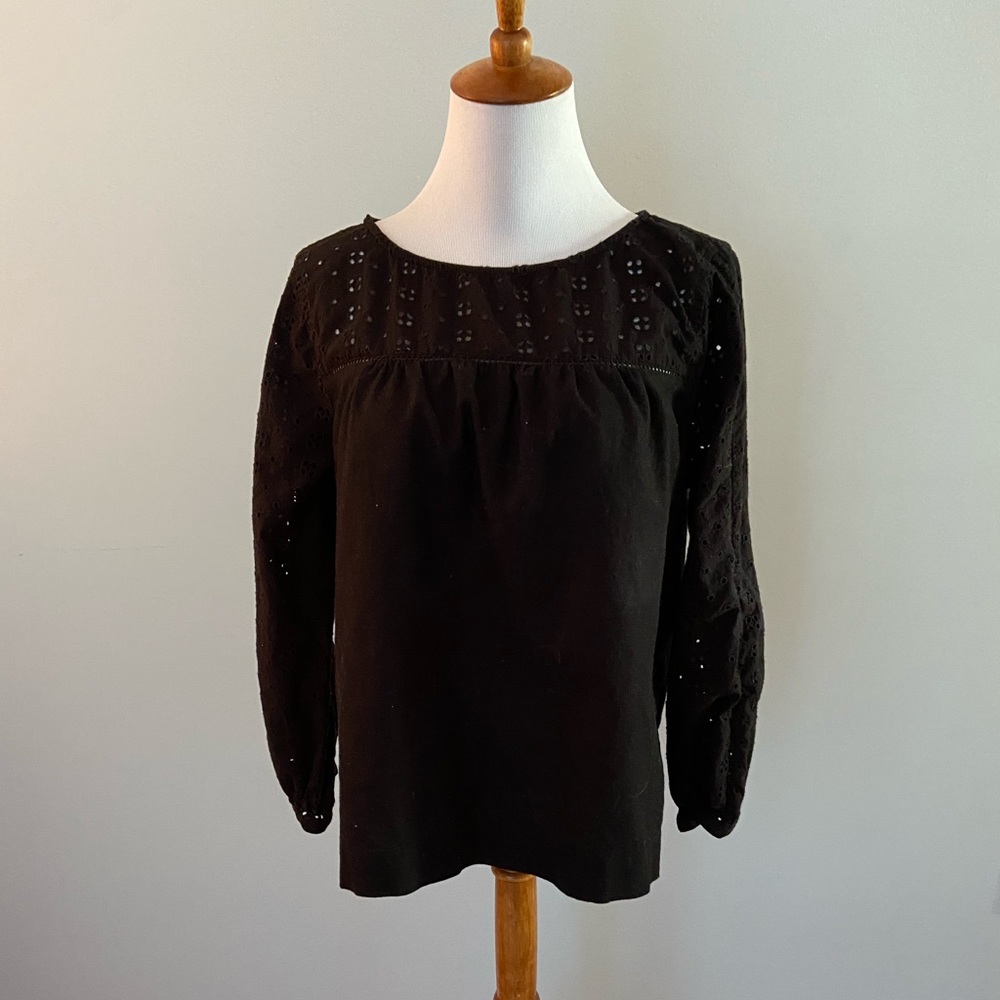J. Crew Mercantile Black eyelet top